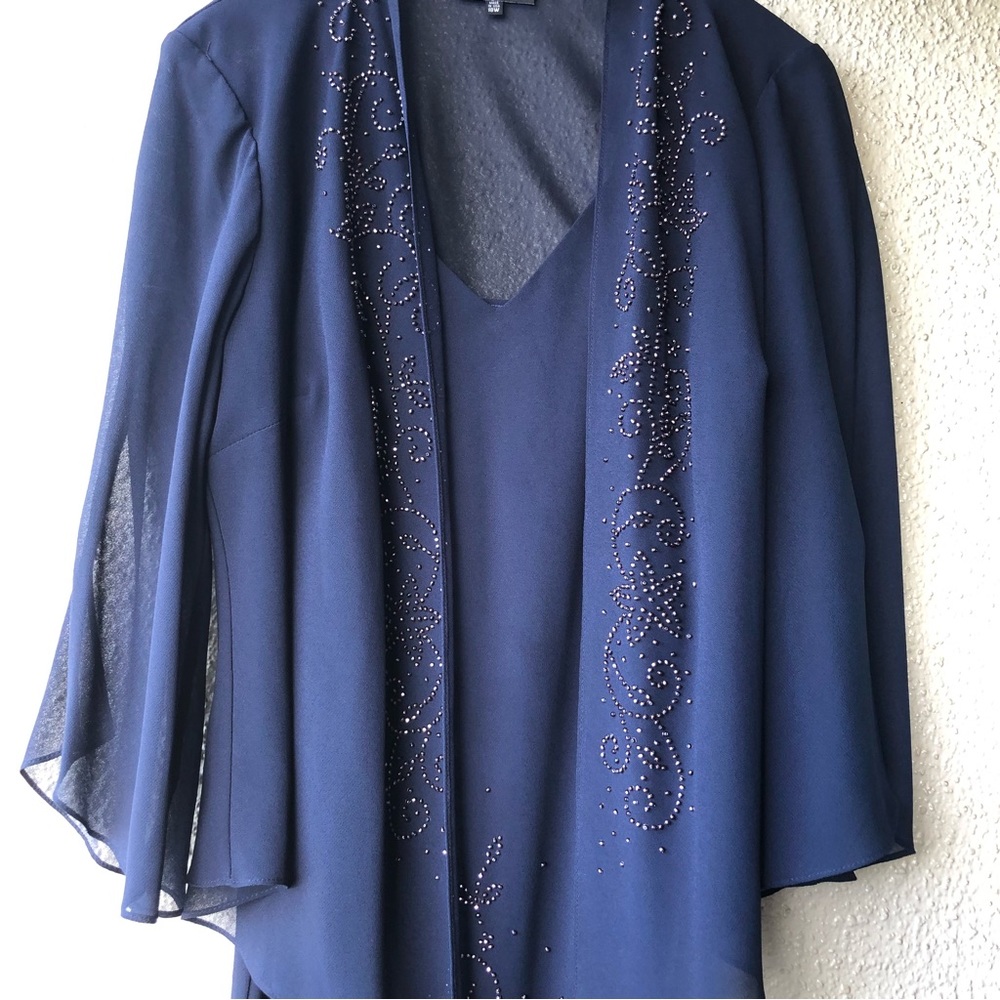 R & M Richards Formal Navy Blue Dress with Jacket 18W like new